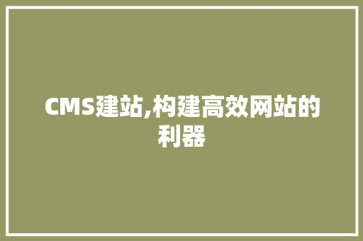 CMS建站,构建高效网站的利器