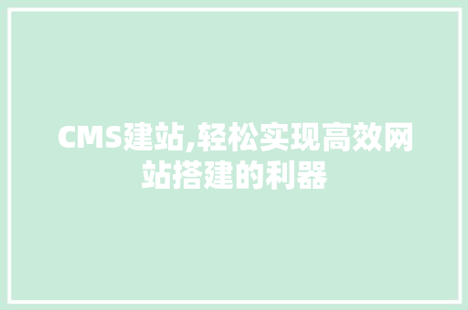 CMS建站,轻松实现高效网站搭建的利器 必应SEO