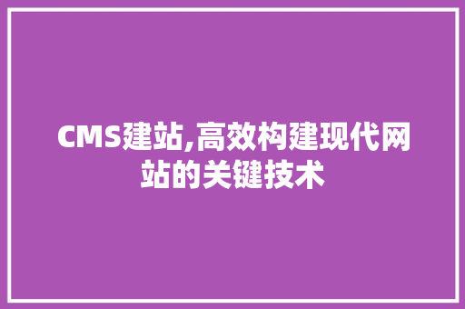 CMS建站,高效构建现代网站的关键技术 GoogleSEO
