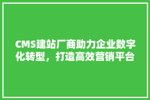 CMS建站厂商助力企业数字化转型，打造高效营销平台 搜狗SEO