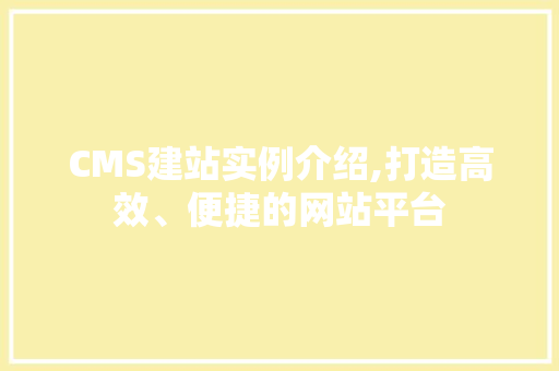 CMS建站实例介绍,打造高效、便捷的网站平台 GoogleSEO