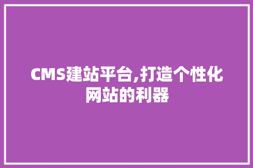CMS建站平台,打造个性化网站的利器 百度SEO