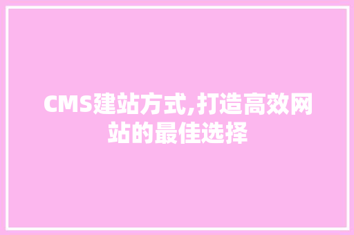 CMS建站方式,打造高效网站的最佳选择 GoogleSEO