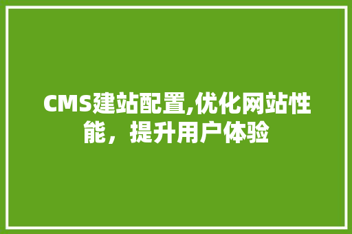 CMS建站配置,优化网站性能，提升用户体验 必应SEO
