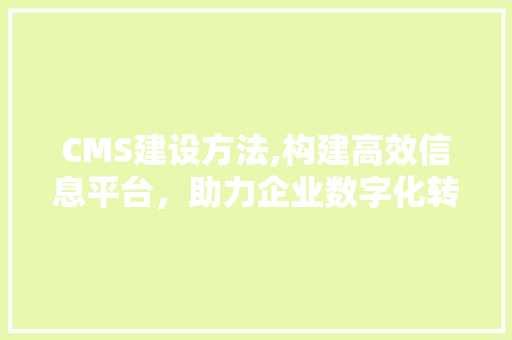 CMS建设方法,构建高效信息平台，助力企业数字化转型 GoogleSEO
