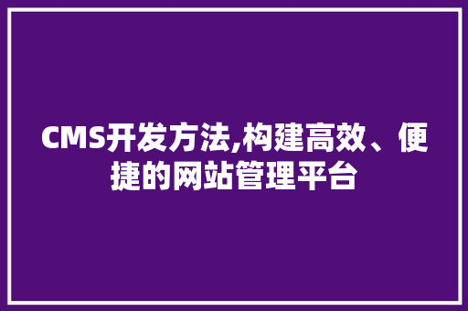 CMS开发方法,构建高效、便捷的网站管理平台 必应SEO