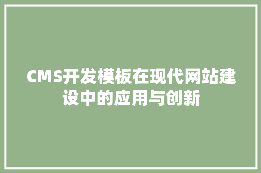 CMS开发模板在现代网站建设中的应用与创新 神马SEO
