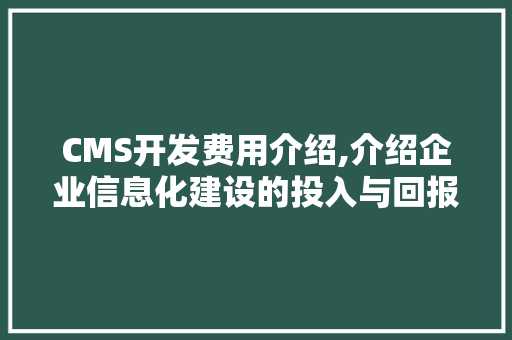 CMS开发费用介绍,介绍企业信息化建设的投入与回报 搜狗SEO