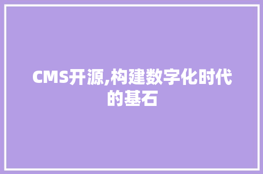 CMS开源,构建数字化时代的基石 神马SEO