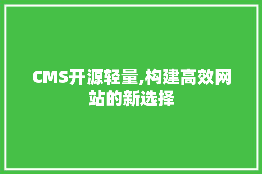 CMS开源轻量,构建高效网站的新选择 必应SEO