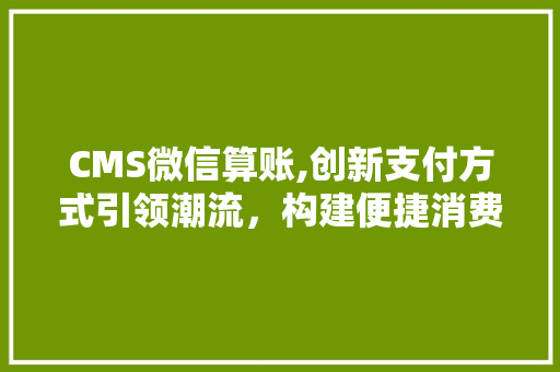 CMS微信算账,创新支付方式引领潮流，构建便捷消费新生态 百度SEO