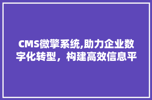 CMS微擎系统,助力企业数字化转型，构建高效信息平台 必应SEO