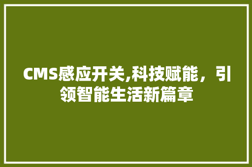 CMS感应开关,科技赋能，引领智能生活新篇章 GoogleSEO