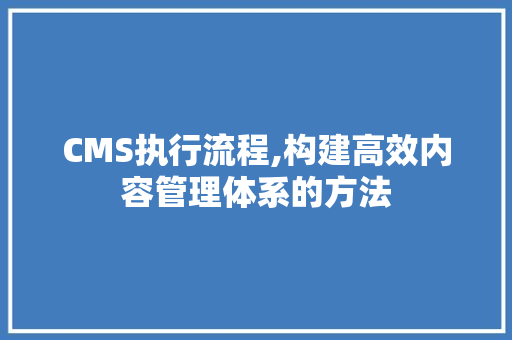 CMS执行流程,构建高效内容管理体系的方法 神马SEO