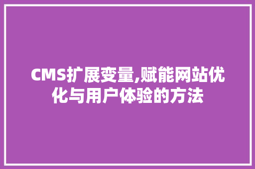 CMS扩展变量,赋能网站优化与用户体验的方法 GoogleSEO