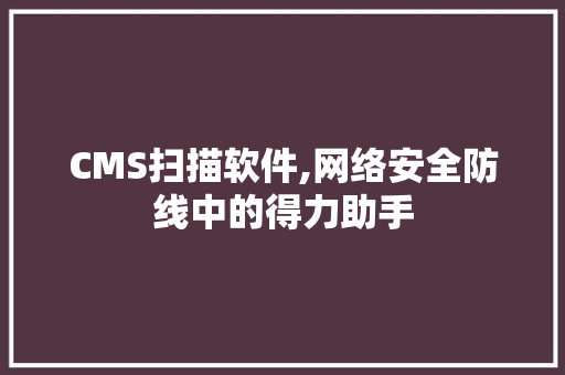CMS扫描软件,网络安全防线中的得力助手 GoogleSEO