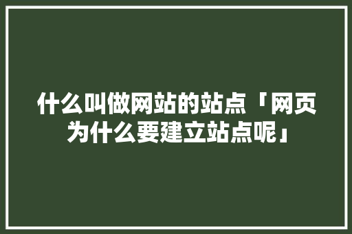 什么叫做网站的站点「网页为什么要建立站点呢」 GoogleSEO 什么叫做网站的站点「网页为什么要建立站点呢」 什么叫做网站的站点「网页为什么要建立站点呢」 GoogleSEO