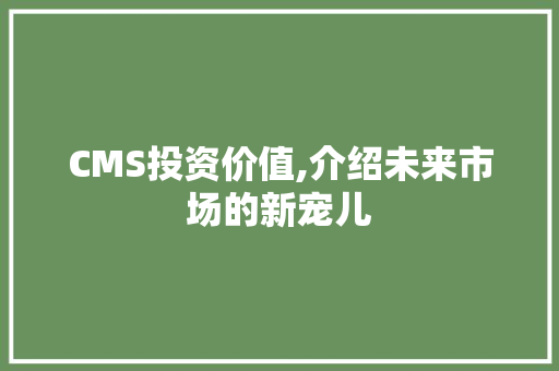 CMS投资价值,介绍未来市场的新宠儿 百度SEO