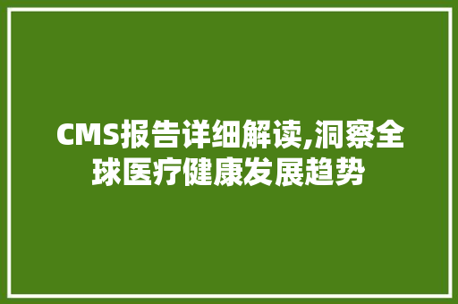 CMS报告详细解读,洞察全球医疗健康发展趋势 必应SEO