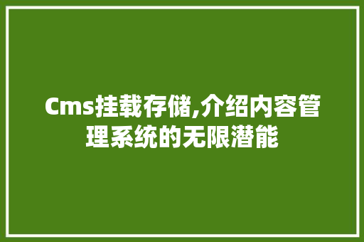 Cms挂载存储,介绍内容管理系统的无限潜能 百度SEO