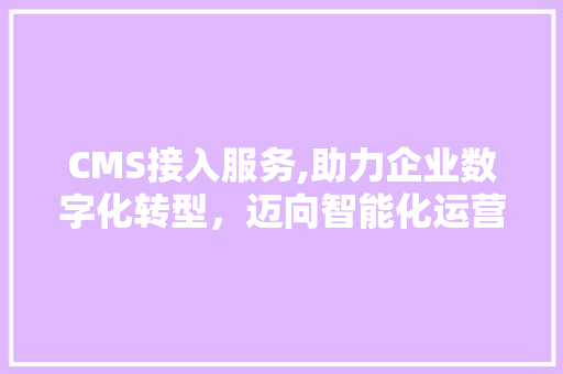 CMS接入服务,助力企业数字化转型，迈向智能化运营新篇章 神马SEO