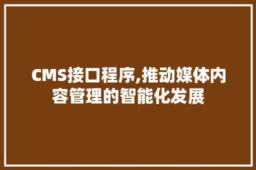 CMS接口程序,推动媒体内容管理的智能化发展 GoogleSEO
