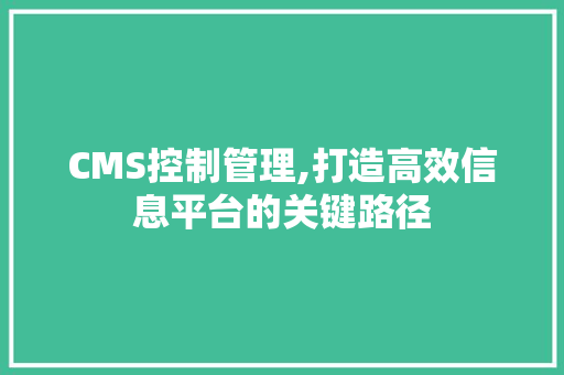 CMS控制管理,打造高效信息平台的关键路径 百度SEO