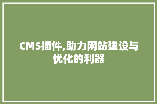 CMS插件,助力网站建设与优化的利器 神马SEO