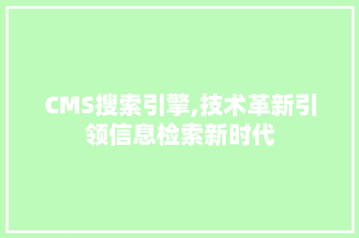 CMS搜索引擎,技术革新引领信息检索新时代 GoogleSEO