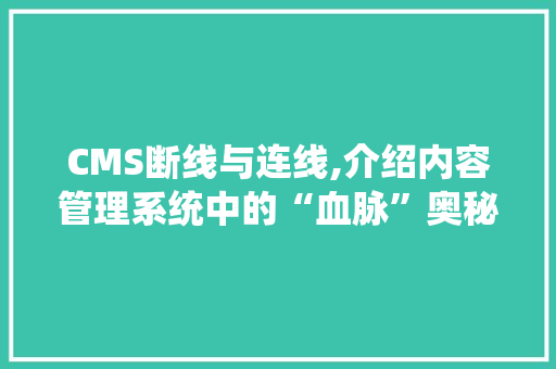 CMS断线与连线,介绍内容管理系统中的“血脉”奥秘 必应SEO