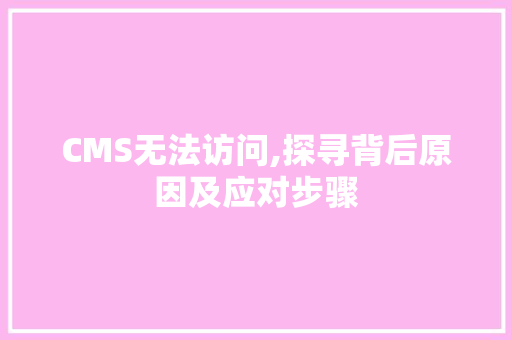 CMS无法访问,探寻背后原因及应对步骤 必应SEO