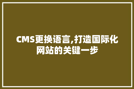 CMS更换语言,打造国际化网站的关键一步 GoogleSEO