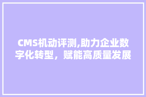 CMS机动评测,助力企业数字化转型，赋能高质量发展 GoogleSEO