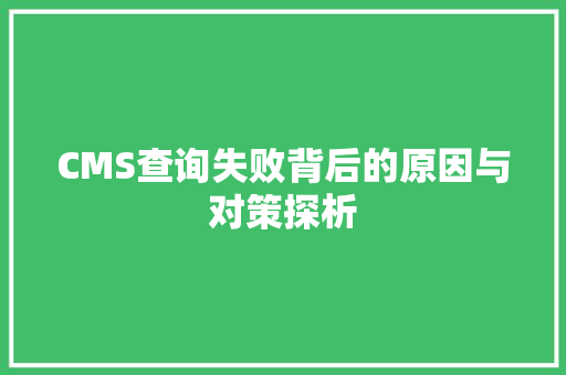 CMS查询失败背后的原因与对策探析 GoogleSEO