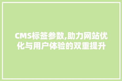 CMS标签参数,助力网站优化与用户体验的双重提升 搜狗SEO
