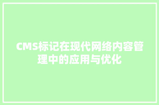 CMS标记在现代网络内容管理中的应用与优化 神马SEO