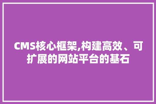 CMS核心框架,构建高效、可扩展的网站平台的基石 GoogleSEO