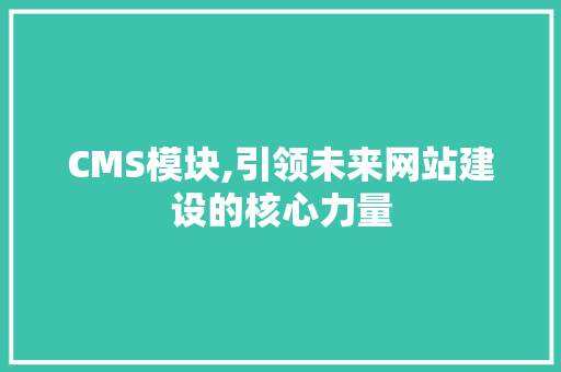 CMS模块,引领未来网站建设的核心力量 GoogleSEO