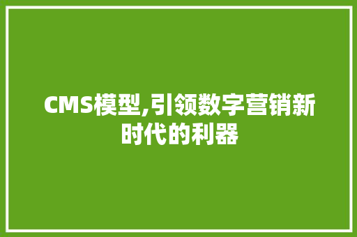 CMS模型,引领数字营销新时代的利器 必应SEO