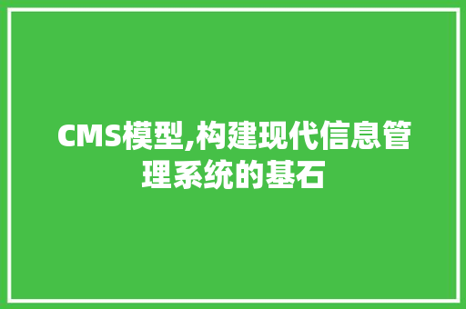CMS模型,构建现代信息管理系统的基石 搜狗SEO