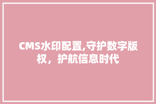 CMS水印配置,守护数字版权，护航信息时代 神马SEO