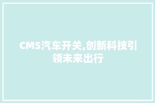 CMS汽车开关,创新科技引领未来出行 GoogleSEO
