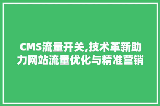 CMS流量开关,技术革新助力网站流量优化与精准营销 百度SEO