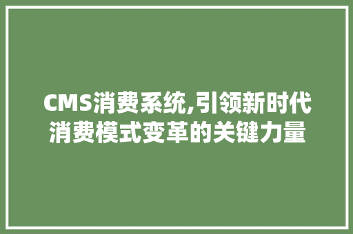 CMS消费系统,引领新时代消费模式变革的关键力量 必应SEO
