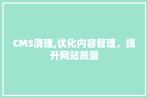 CMS清理,优化内容管理，提升网站质量 必应SEO