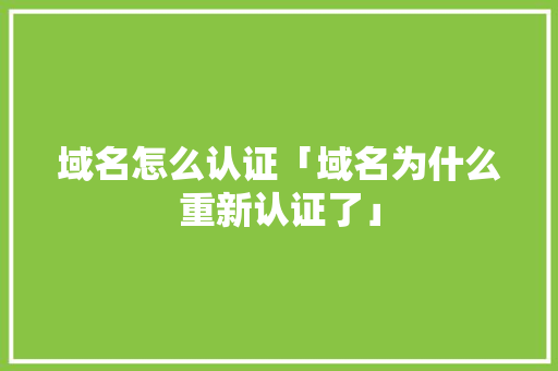 域名怎么认证「域名为什么重新认证了」 域名怎么认证「域名为什么重新认证了」 神马SEO