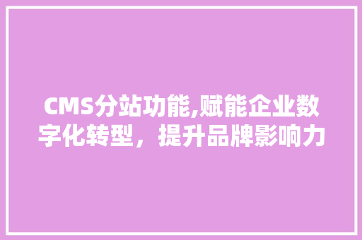 CMS分站功能,赋能企业数字化转型，提升品牌影响力 搜狗SEO