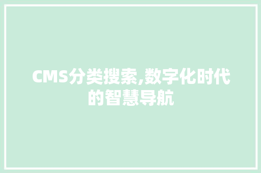 CMS分类搜索,数字化时代的智慧导航 GoogleSEO