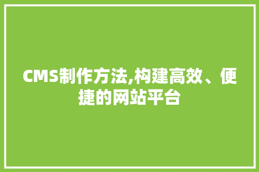 CMS制作方法,构建高效、便捷的网站平台 百度SEO