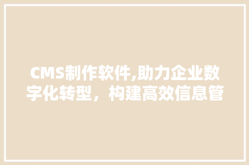 CMS制作软件,助力企业数字化转型，构建高效信息管理平台 百度SEO